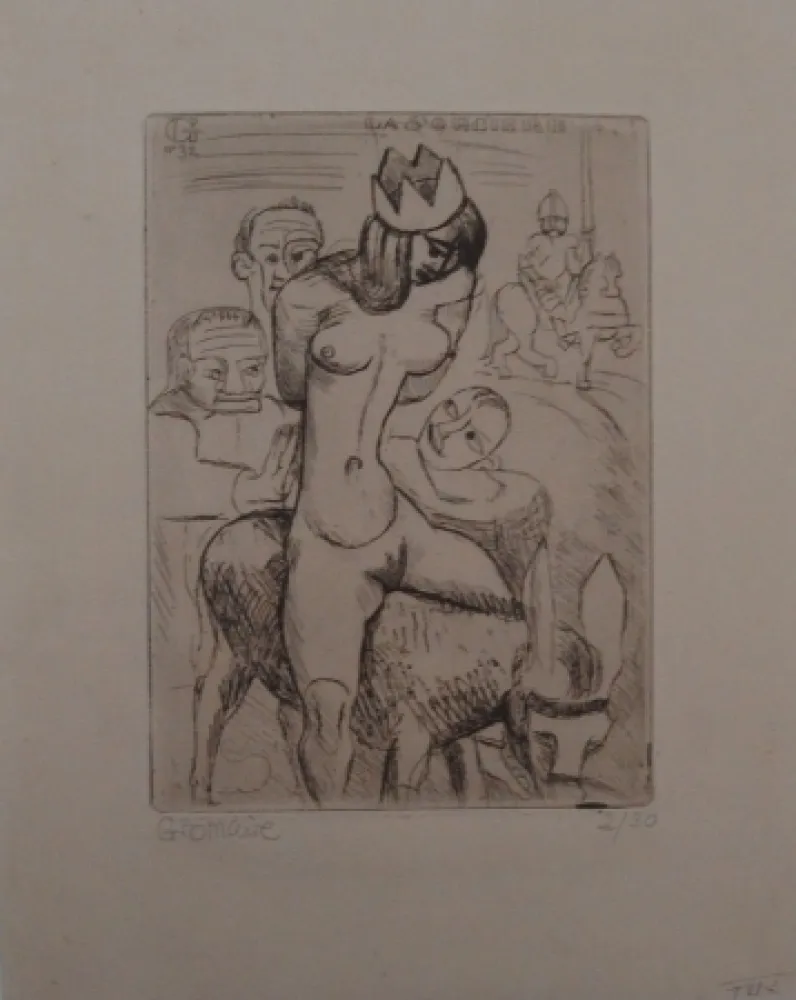 彫版 Gromaire - Sorcière sur un âne