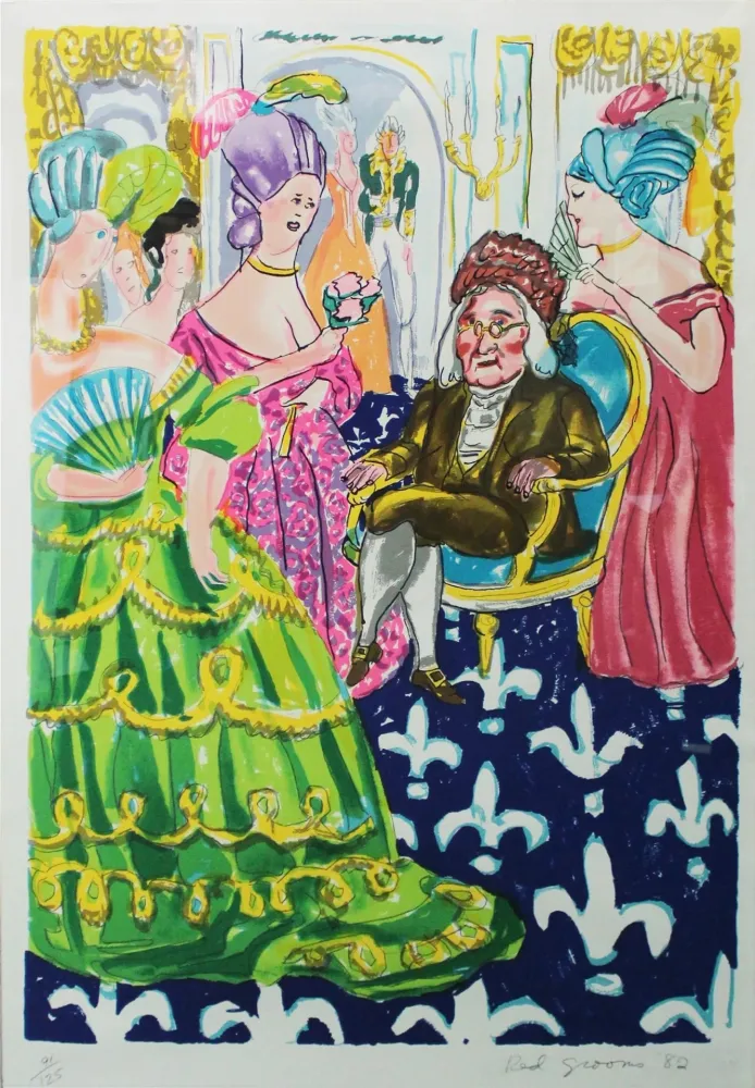 リトグラフ Grooms - Franklins Reception at the Court of France