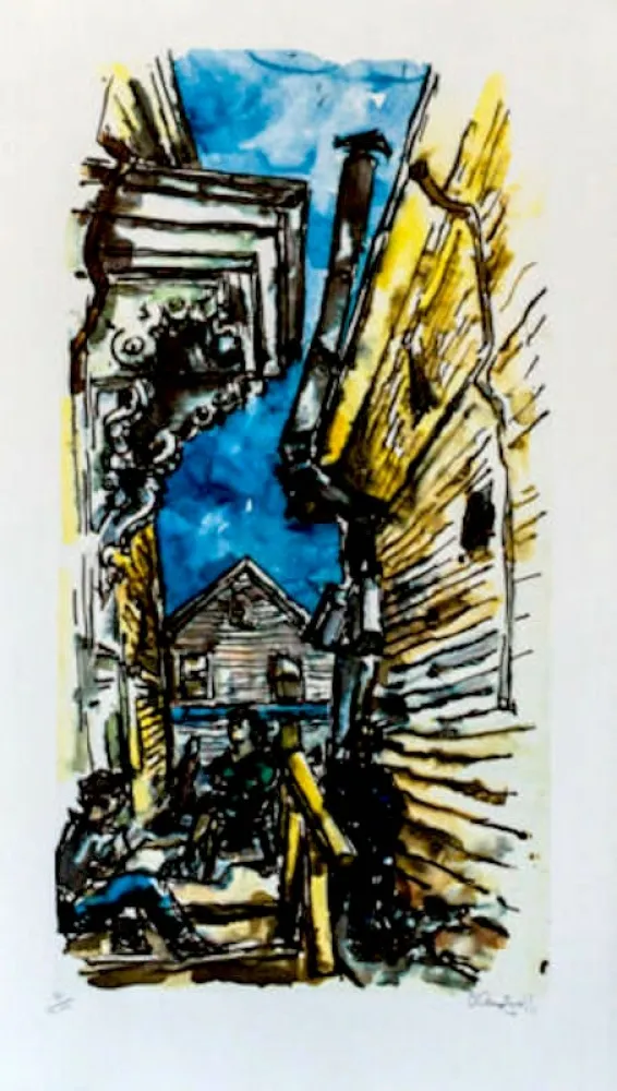 リトグラフ Gross - New England Street Scene