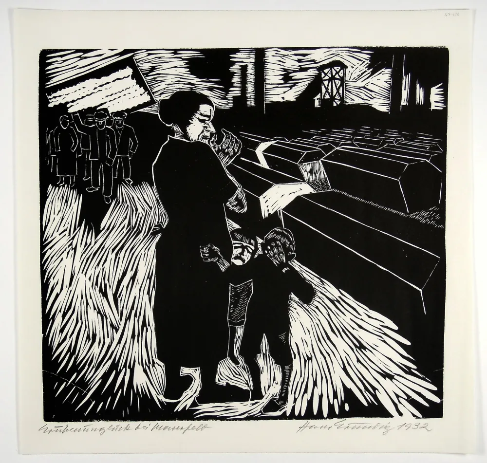 木版 Grundig - Grubenunglück bei Mansfeld (Mining accident near Mansfeld)