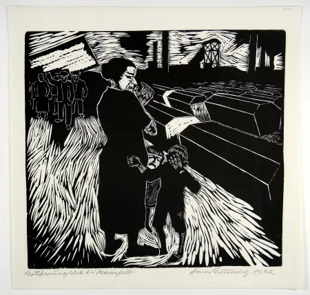 木版 Grundig - Grubenunglück bei Mansfeld (Mining accident near Mansfeld)