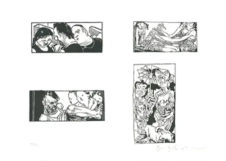 リノリウム彫版 Grützke - Bilder aus Bongs Stall