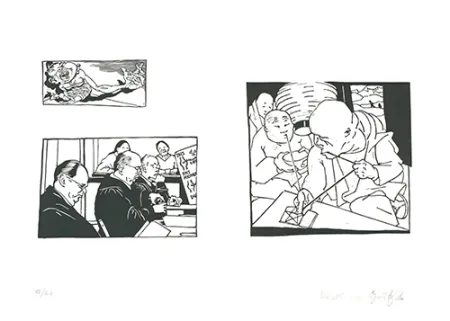 リノリウム彫版 Grützke - Bilder aus Bongs Stall