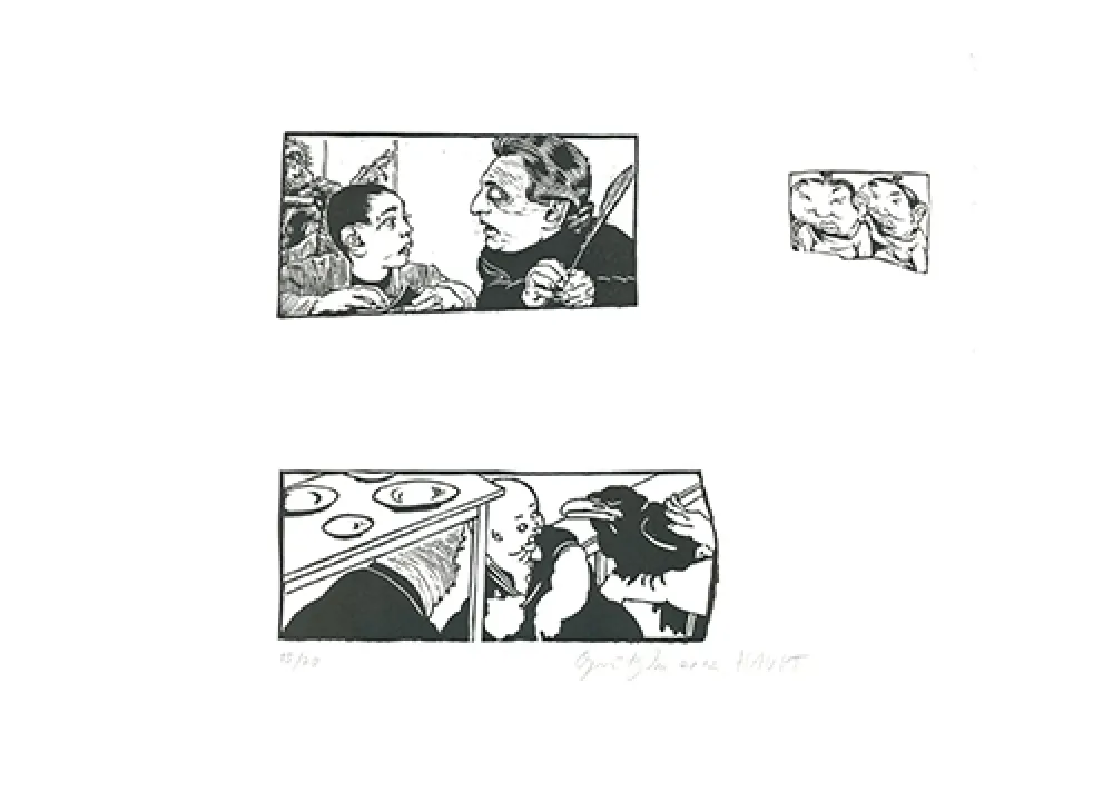 リノリウム彫版 Grützke - Bilder aus Bongs Stall