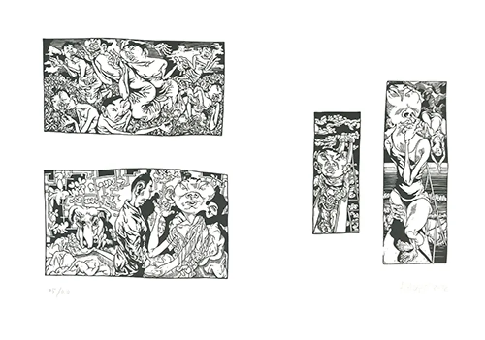 リノリウム彫版 Grützke - Bilder aus Bongs Stall