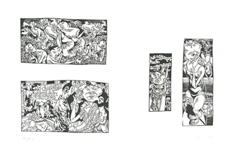 リノリウム彫版 Grützke - Bilder aus Bongs Stall