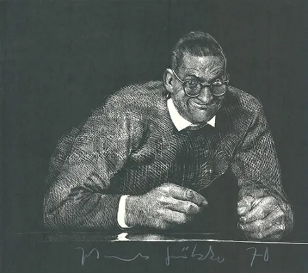 リノリウム彫版 Grützke - Selbstportrait II