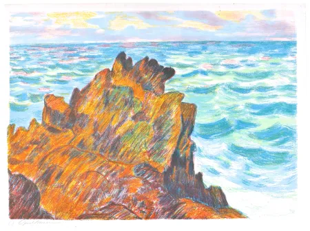 リトグラフ Guillaumin - Les Roches Rouges
