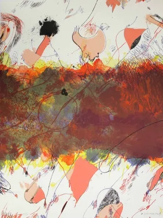 リトグラフ Guinovart - Entre dues roses