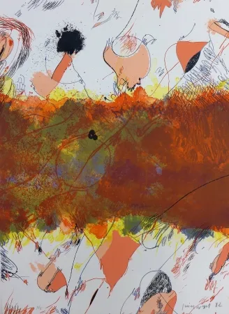 リトグラフ Guinovart - Entre dues roses