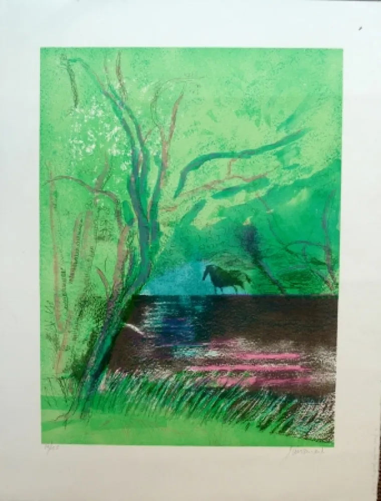 リトグラフ Guiramand - Le Fleuve sous les Feuillages