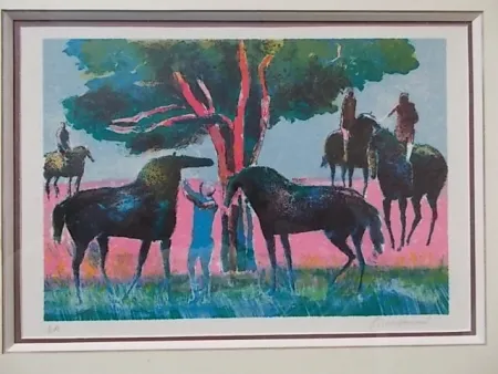 リトグラフ Guiramand - Les cavaliers