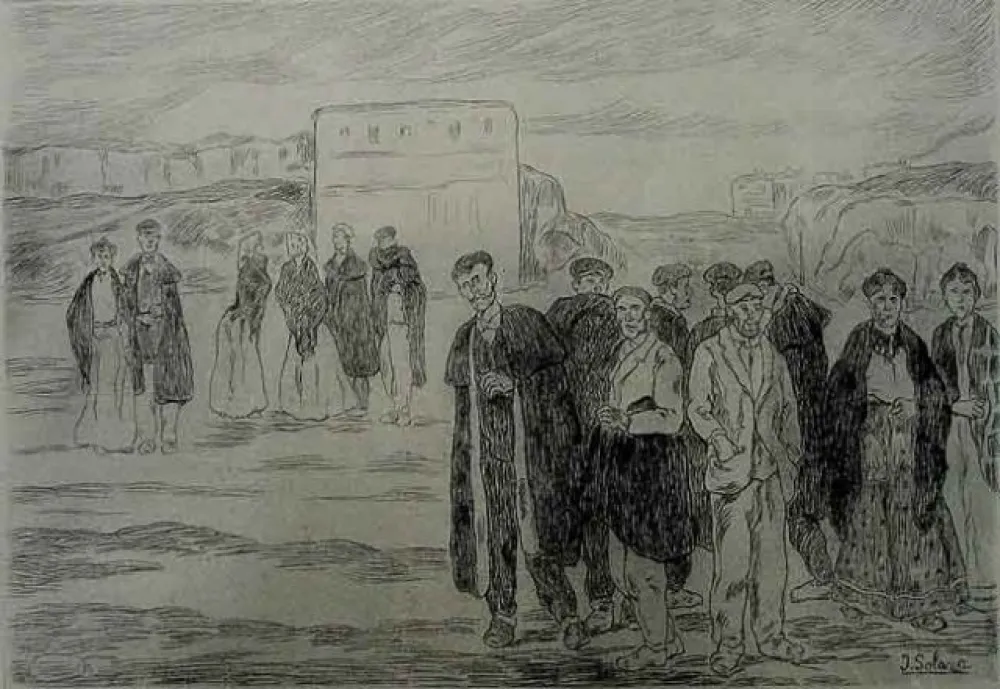 エッチング Gutiérrez Solana  - Domingo en las afueras