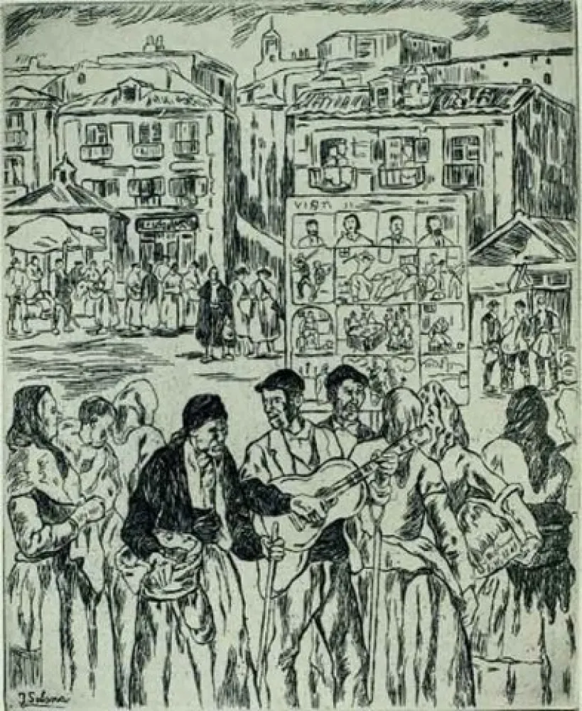 エッチング Gutiérrez Solana  - El ciego de los romances