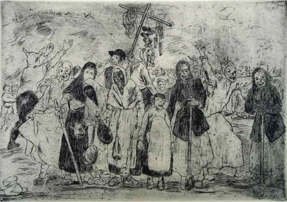 エッチング Gutiérrez Solana  - Entierro de la sardina