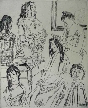 エッチング Gutiérrez Solana  - La Peinadora