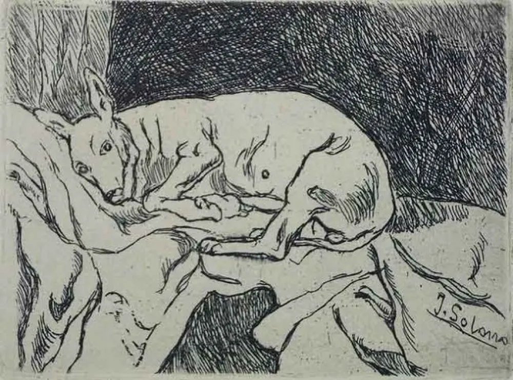 エッチング Gutiérrez Solana  - La Perra del Pintor