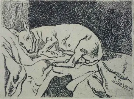 エッチング Gutiérrez Solana  - La Perra del Pintor