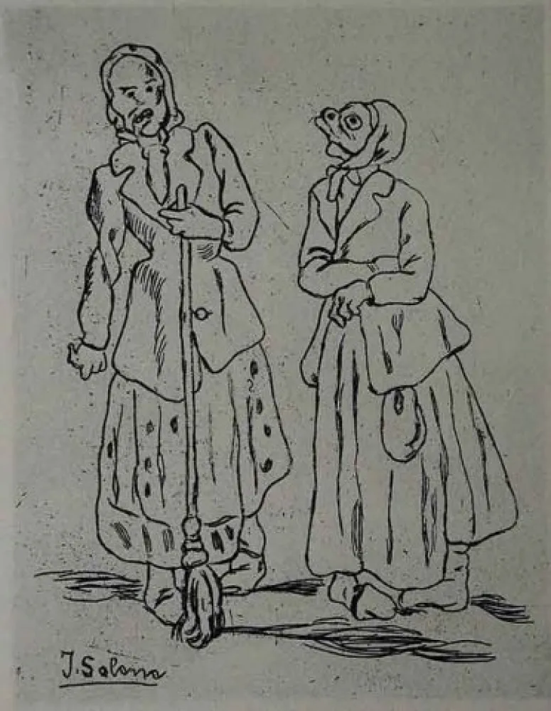 エッチング Gutiérrez Solana  - Máscaras de la escoba