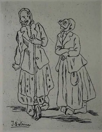 エッチング Gutiérrez Solana  - Máscaras de la escoba