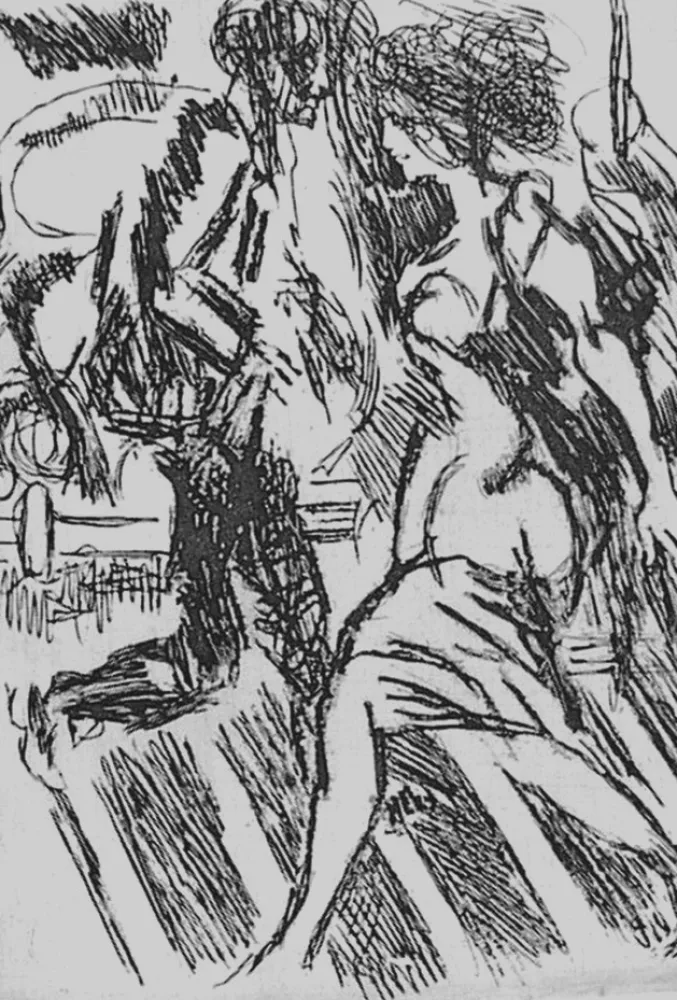 エッチング Guttuso - Nella strada