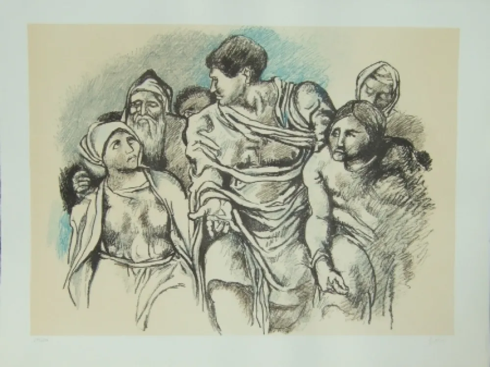 リトグラフ Guttuso - Omaggio a Michelangelo