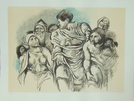 リトグラフ Guttuso - Omaggio a Michelangelo