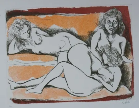 エッチングと　アクチアント Guttuso - Tre nudi