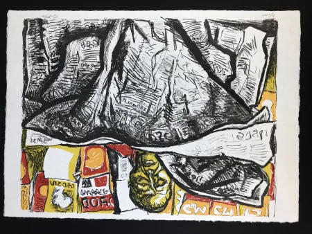 リトグラフ Guttuso - Uomo con Giornale