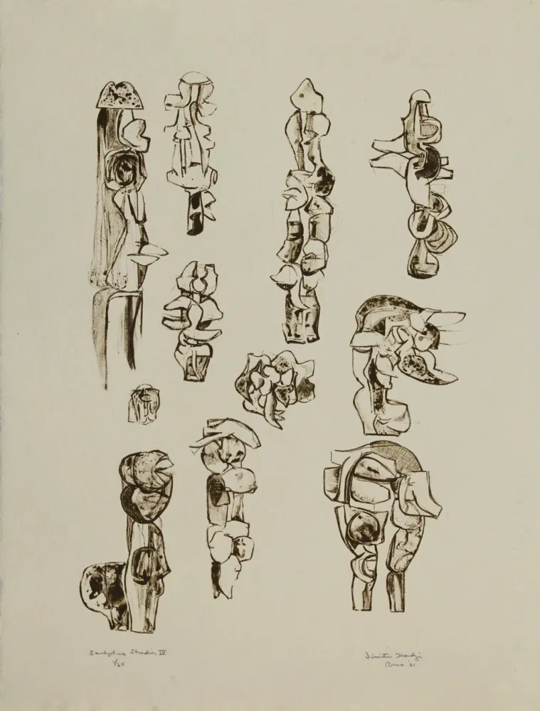 リトグラフ Hadzi - Sculpture Studies IV