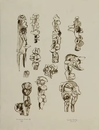 リトグラフ Hadzi - Sculpture Studies IV