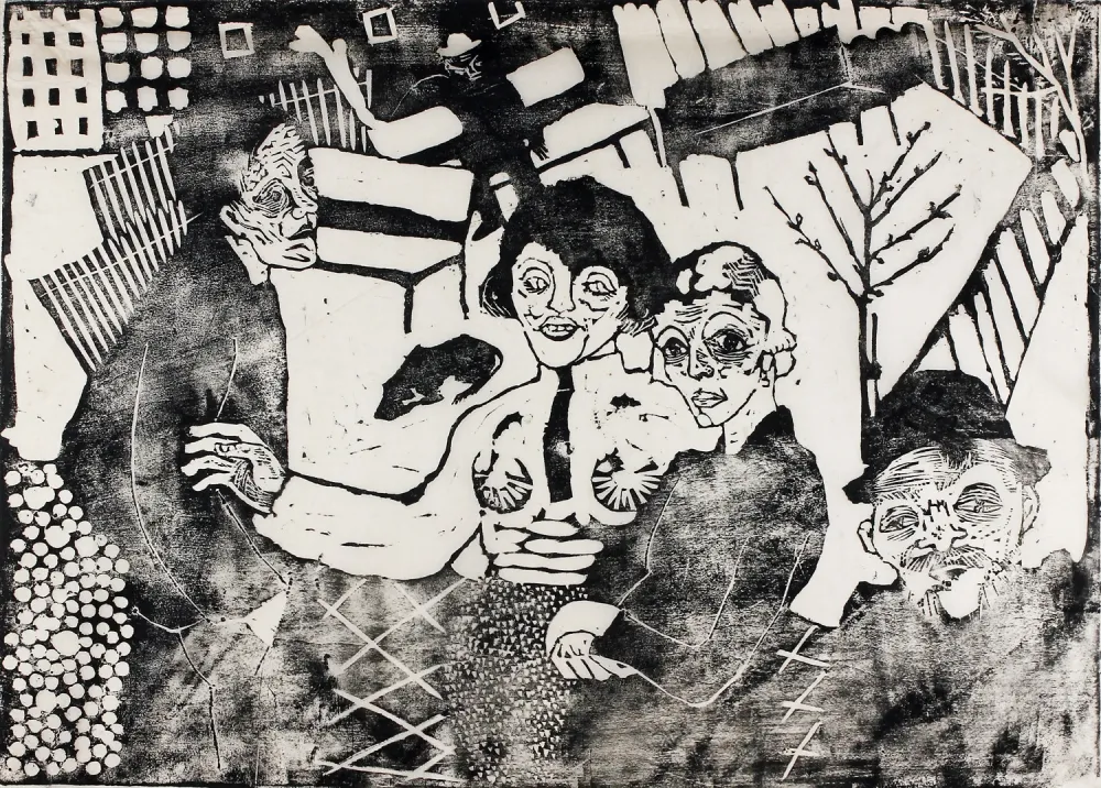 木版 Hamerschlag - Im Hof (In the Courtyard)