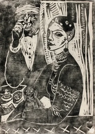 木版 Hamerschlag - In der Loge - Selbstporträt (At the Loge - Selfportrait)