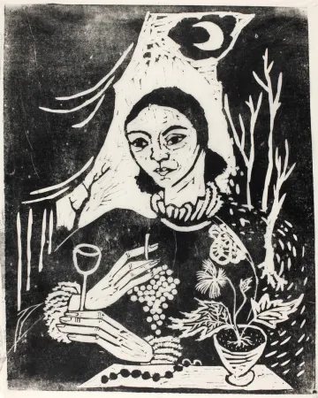 木版 Hamerschlag - Selbstporträt (Selbstbildnis mit Zigarette)