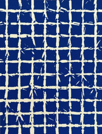 シルクスクリーン Hantai - Serigraphie bleue 