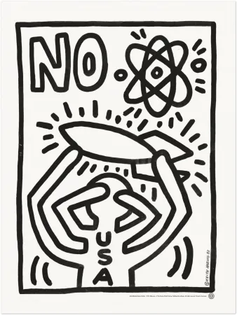 シルクスクリーン Haring - Anti Missile Demo Poster
