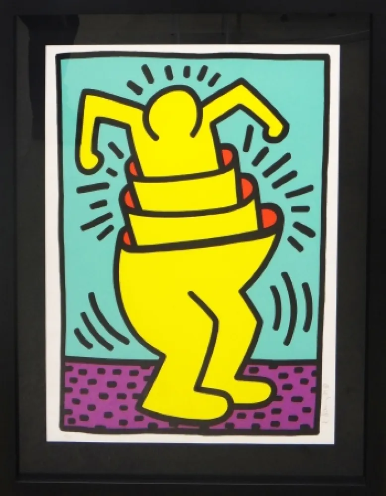 シルクスクリーン Haring - Cup Man