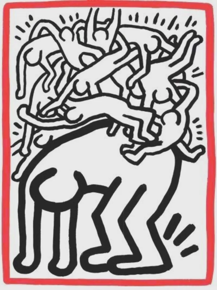 リトグラフ Haring - Fight Aids Worldwide
