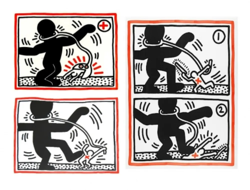 シルクスクリーン Haring - Free South Africa Series, set of 3