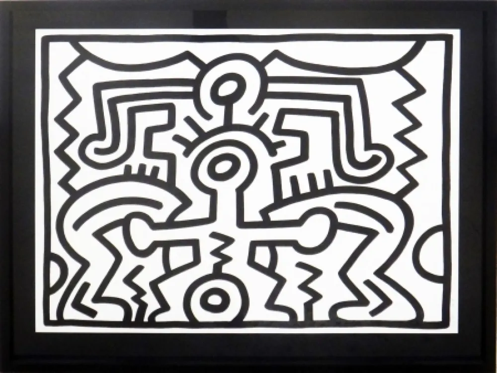 シルクスクリーン Haring - Growing #5 (B & W)