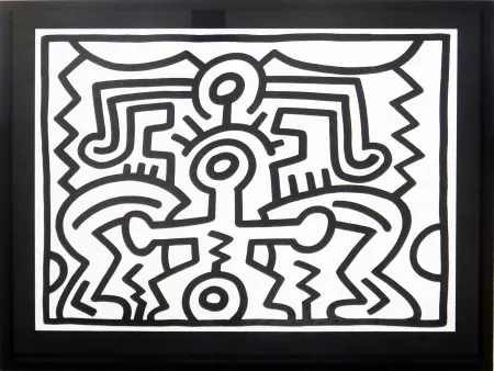 シルクスクリーン Haring - Growing #5 (B & W)