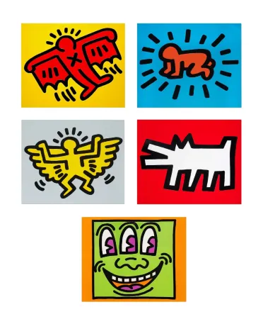 シルクスクリーン Haring - ICONS (COLOR) (Complete Set of 5), 1990
