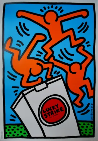 シルクスクリーン Haring - Lucky Strike, 1987