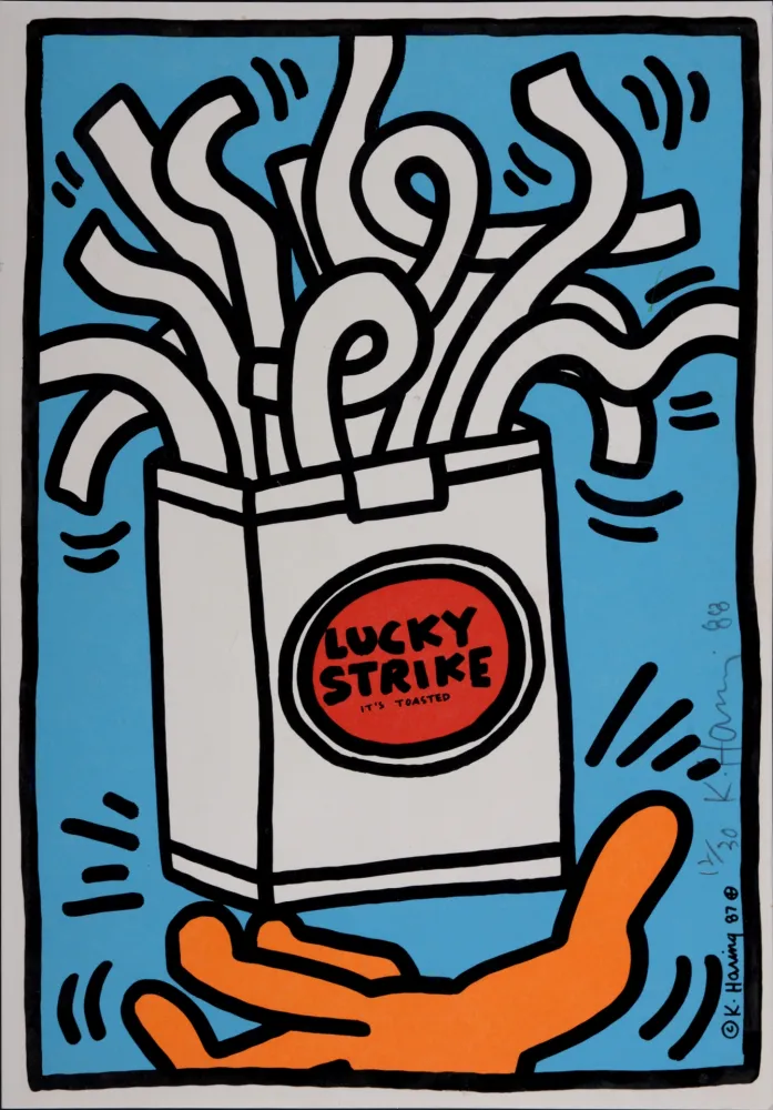 シルクスクリーン Haring - Lucky Strike, 1987  Hand signed, Edition of 30 