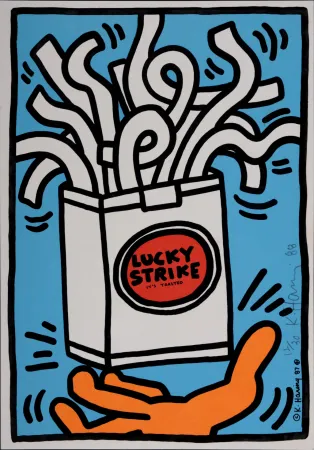 シルクスクリーン Haring - Lucky Strike, 1987  Hand signed, Edition of 30 