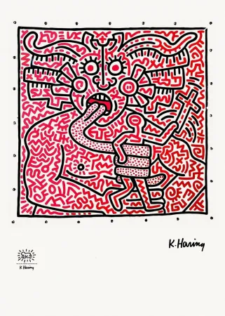 シルクスクリーン Haring - Men & Medusa