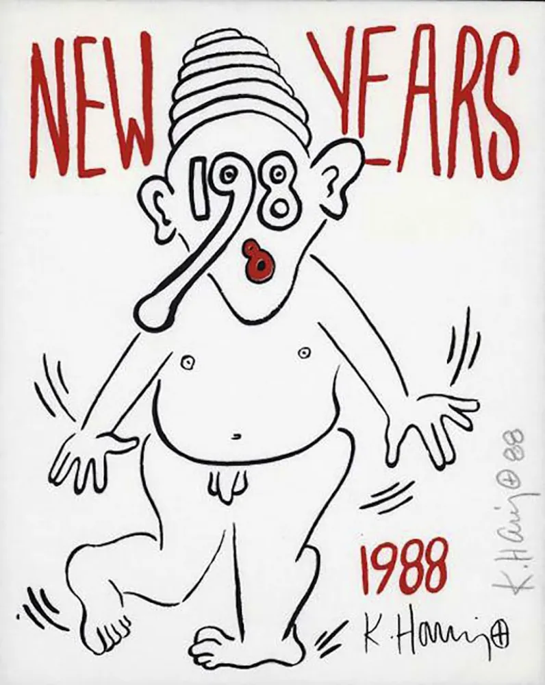 シルクスクリーン Haring - New Years Baby