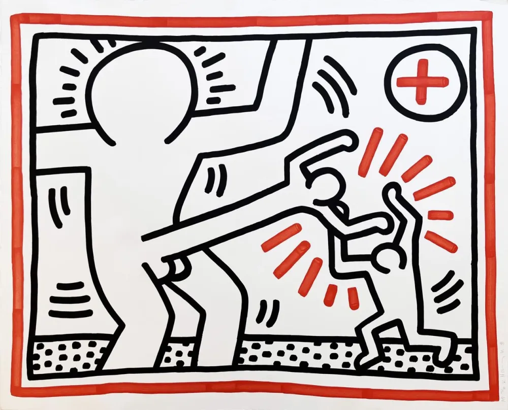 リトグラフ Haring - Three Lithographs: One Plate