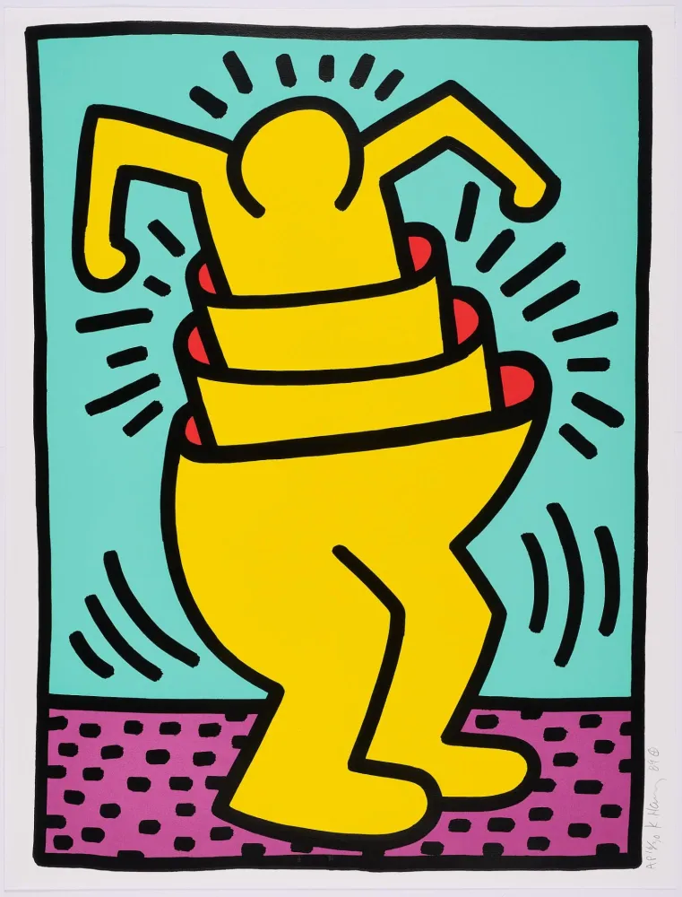 シルクスクリーン Haring - Untitled (Cup Man)