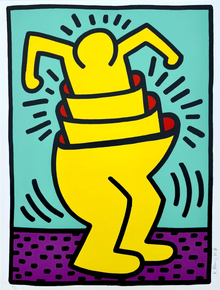 シルクスクリーン Haring - Untitled, Cup Man